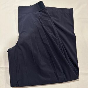 Navy Pleated Wide-Leg Pants